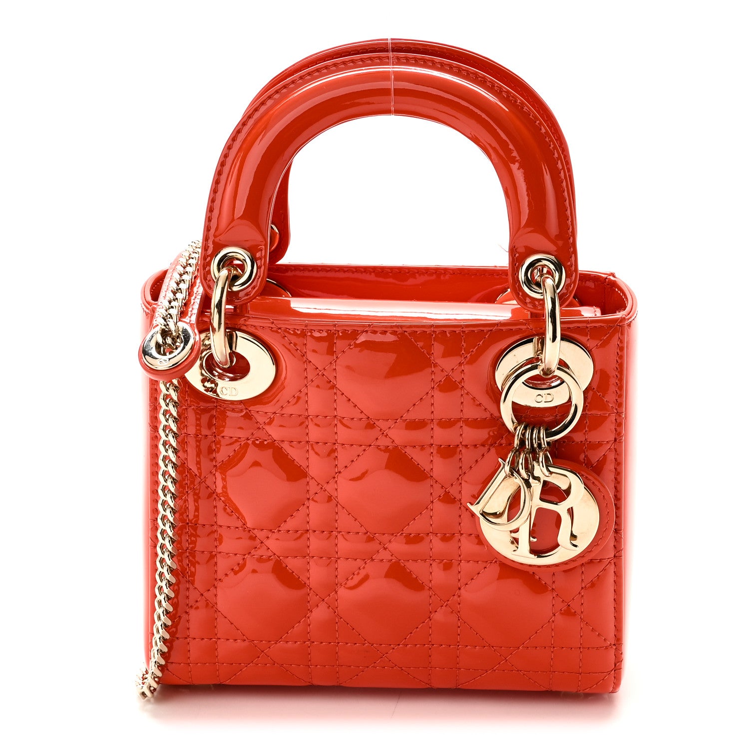 Christian Dior Patent Cannage Mini Lady Dior Orange 1 of 10