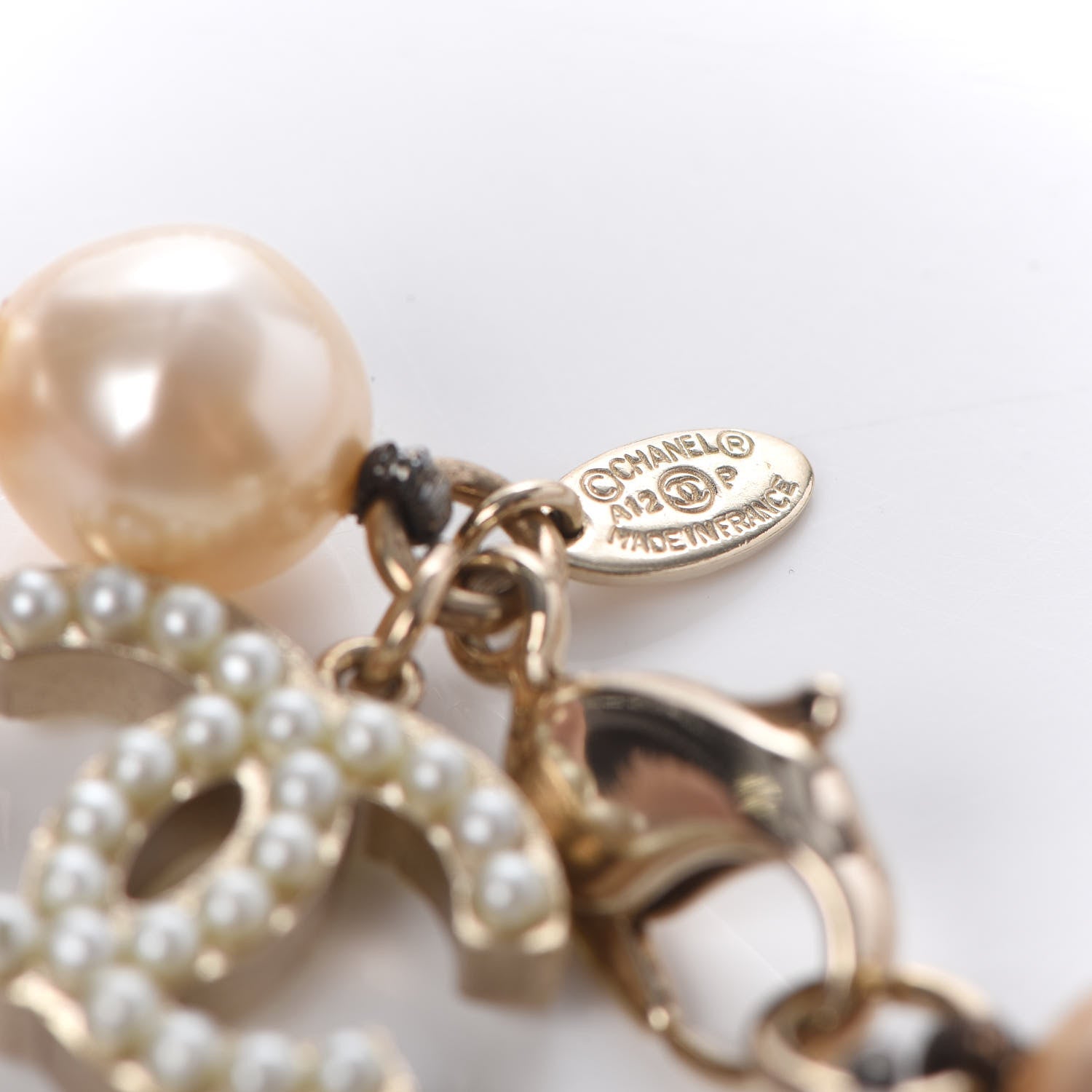 Chanel Pearl CC Long Necklace Gold Pink 5 of 8