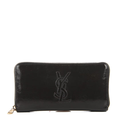 Saint Laurent Textured Patent Calfskin Belle De Jour Zip Around Wallet Black 1 of 8