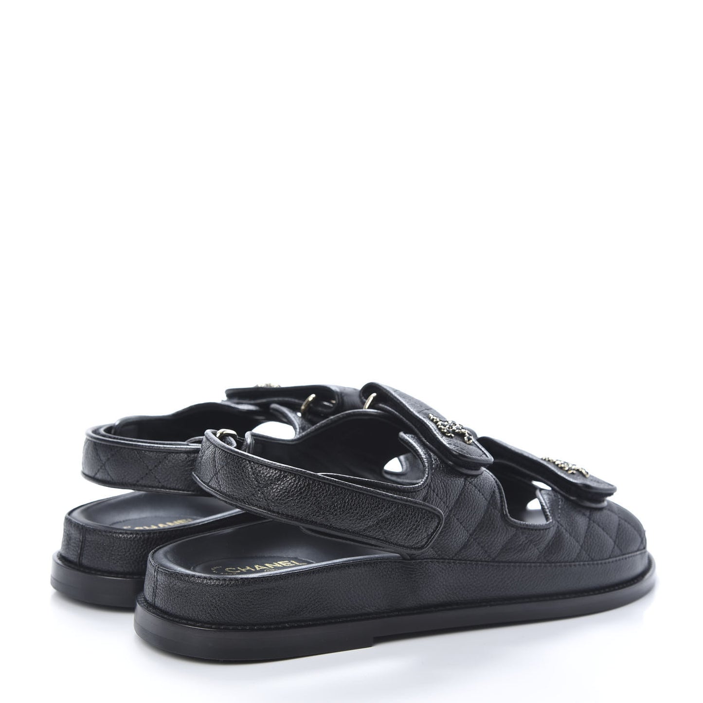 Grained Calfskin Velcro Dad Sandals 40.5 Black