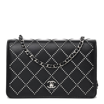 Chanel Lambskin Crystal Quilted Wallet On Chain WOC Black 1 of 11