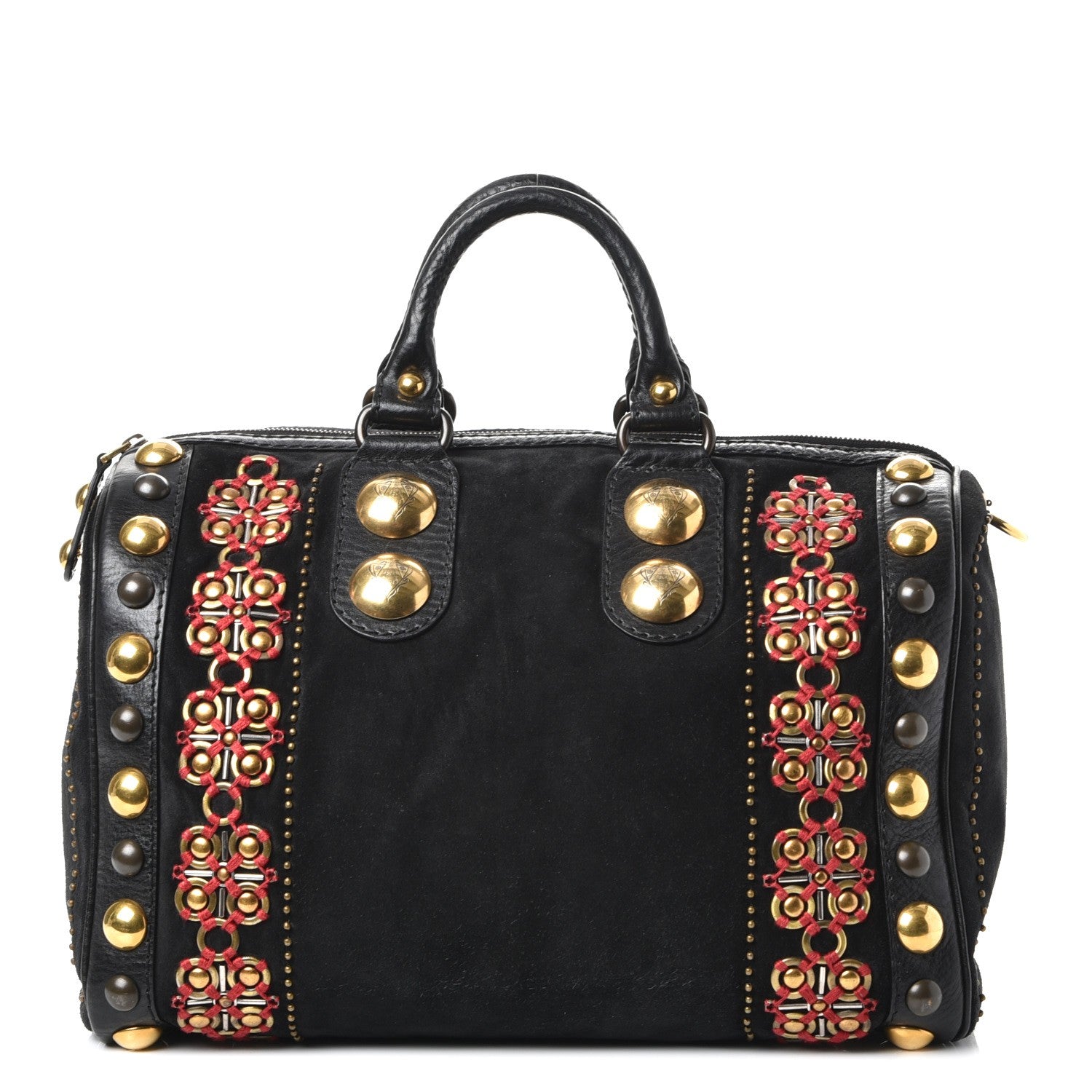 Gucci Suede Calfskin Large Babouska Studded Boston Black 1 of 19