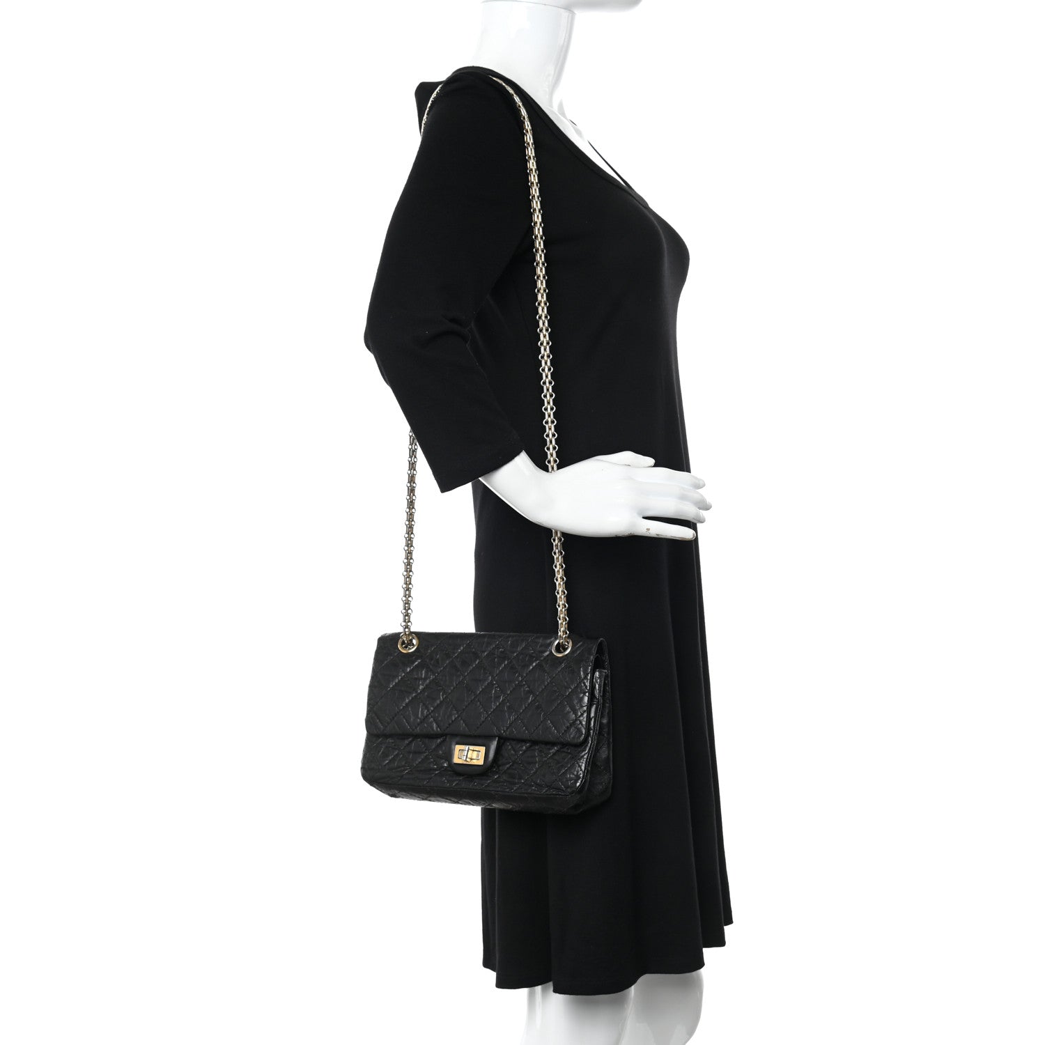 Chanel Aged Calfskin Quilted 2.55 Reissue 225 Flap Black 2 of 9