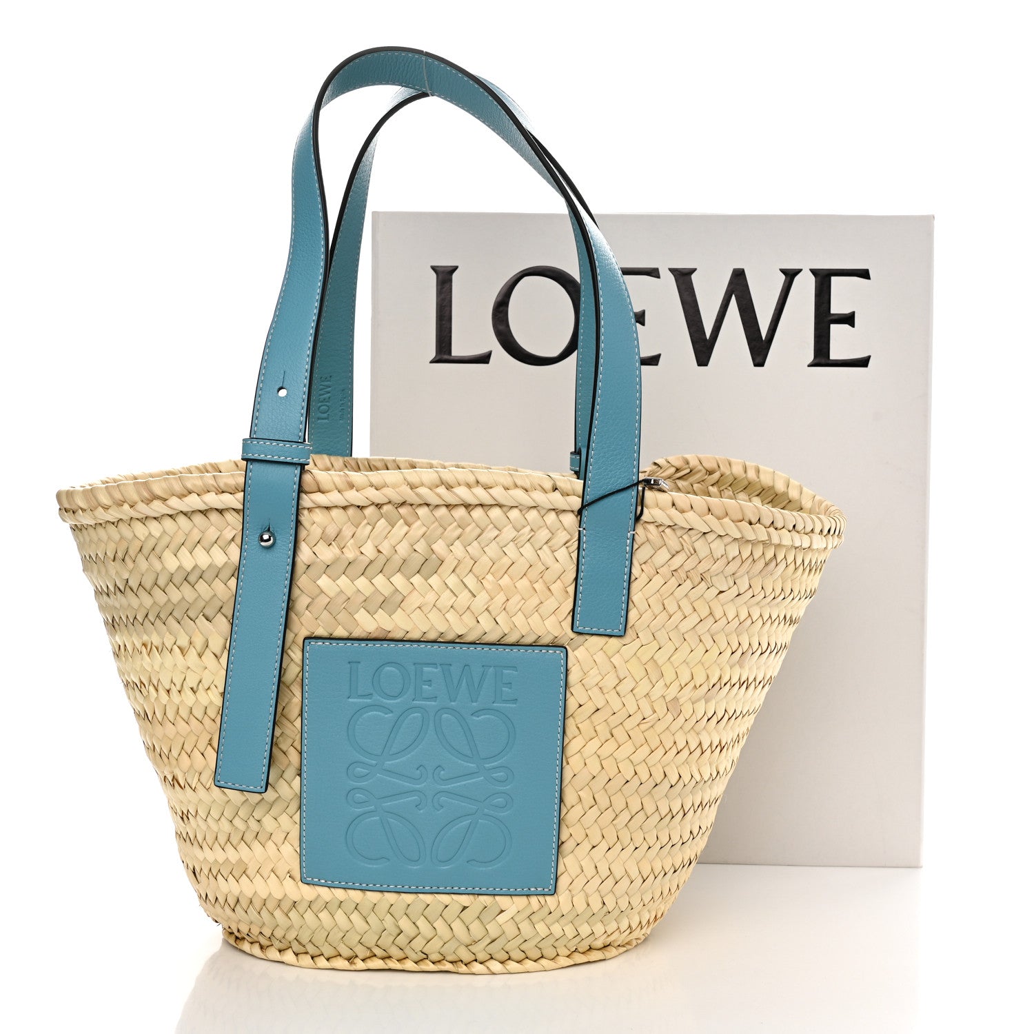 Loewe Raffia Basket Tote Bag Natural Light Blue 11 of 11