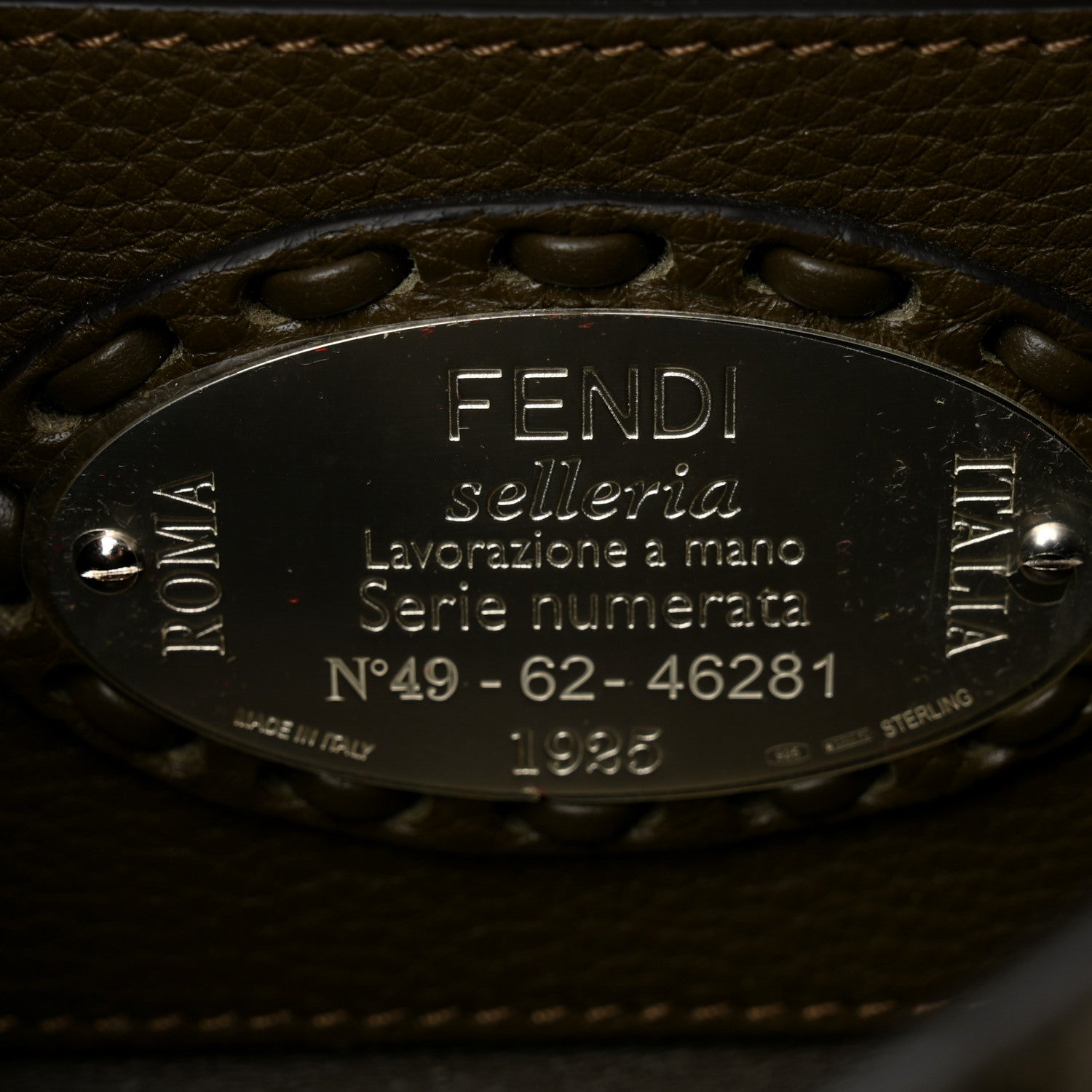 Fendi Cuoio Roma Sellerissima Nappa Sintetica Tape Stitch Mini Baguette Argento 6 of 10