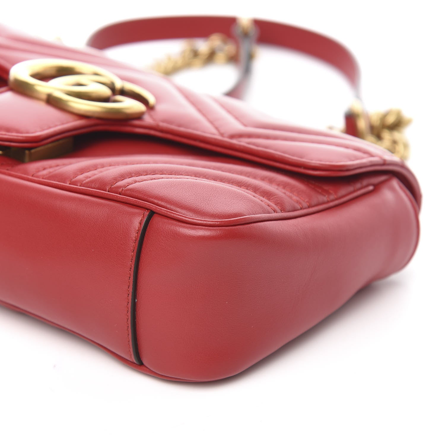 Gucci Calfskin Matelasse Mini GG Marmont Shoulder Bag Hibiscus Red 10 of 11