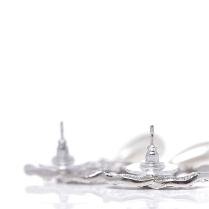 Chanel Crystal Pearl CC Drop Darling Bows Earrings Silver Pearly White 3 of 4