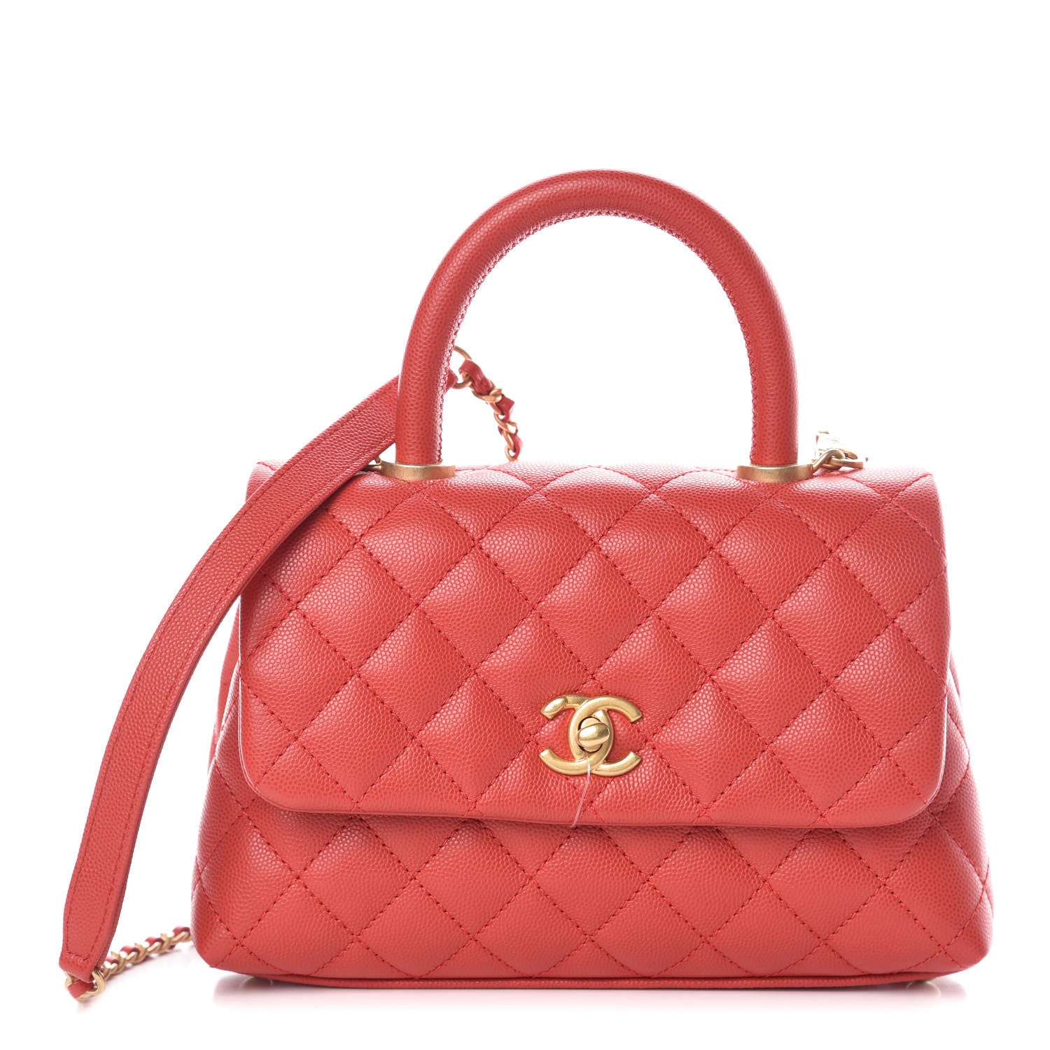Chanel Caviar Quilted Mini Coco Handle Flap Red 1 of 11