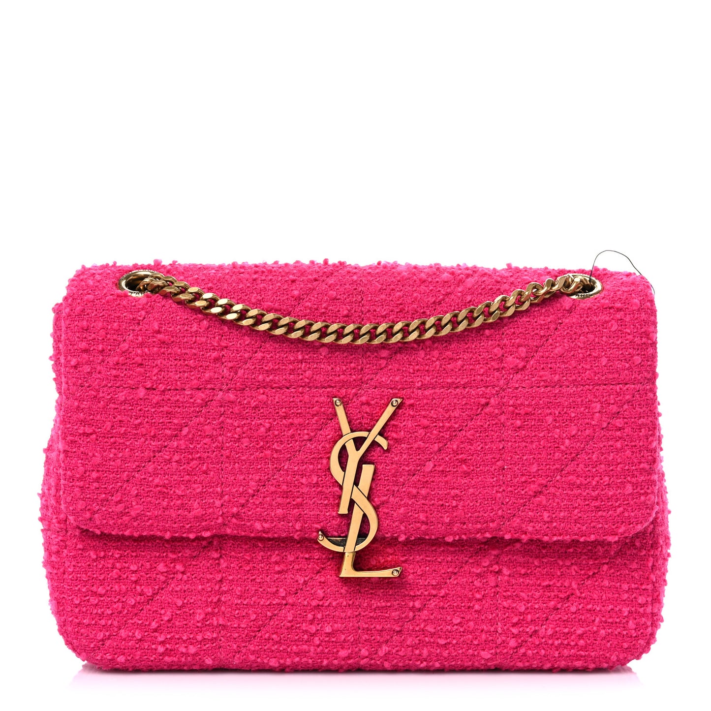 Boucle Tweed Patchwork Monogram Medium Jamie Baguette Magenta