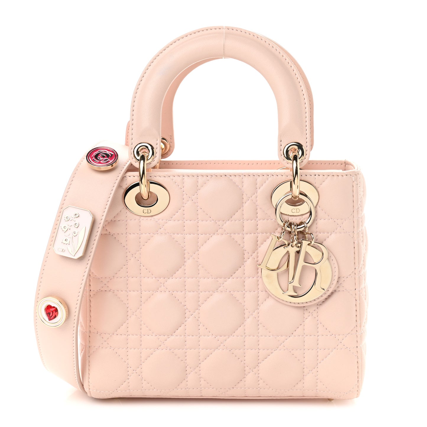 Lambskin Cannage Small Lucky Badges My Lady Dior Pink
