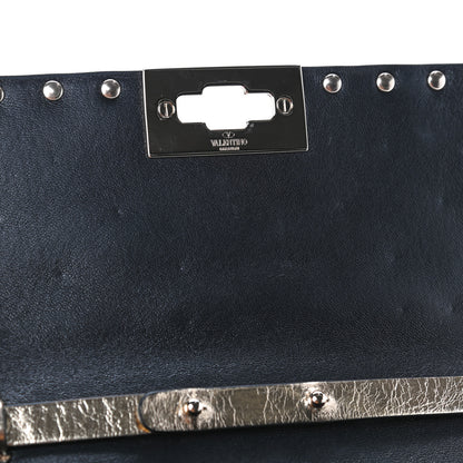 Valentino Garavani Metallic Wrinkled Lambskin Rockstud Spike Wallet on Chain Mekong 5 of 5