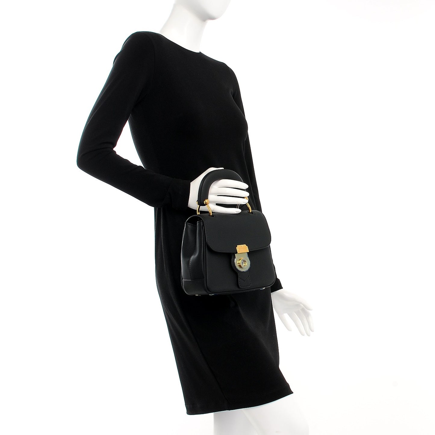 Trench Calfskin Small DK88 Top Handle Bag Black