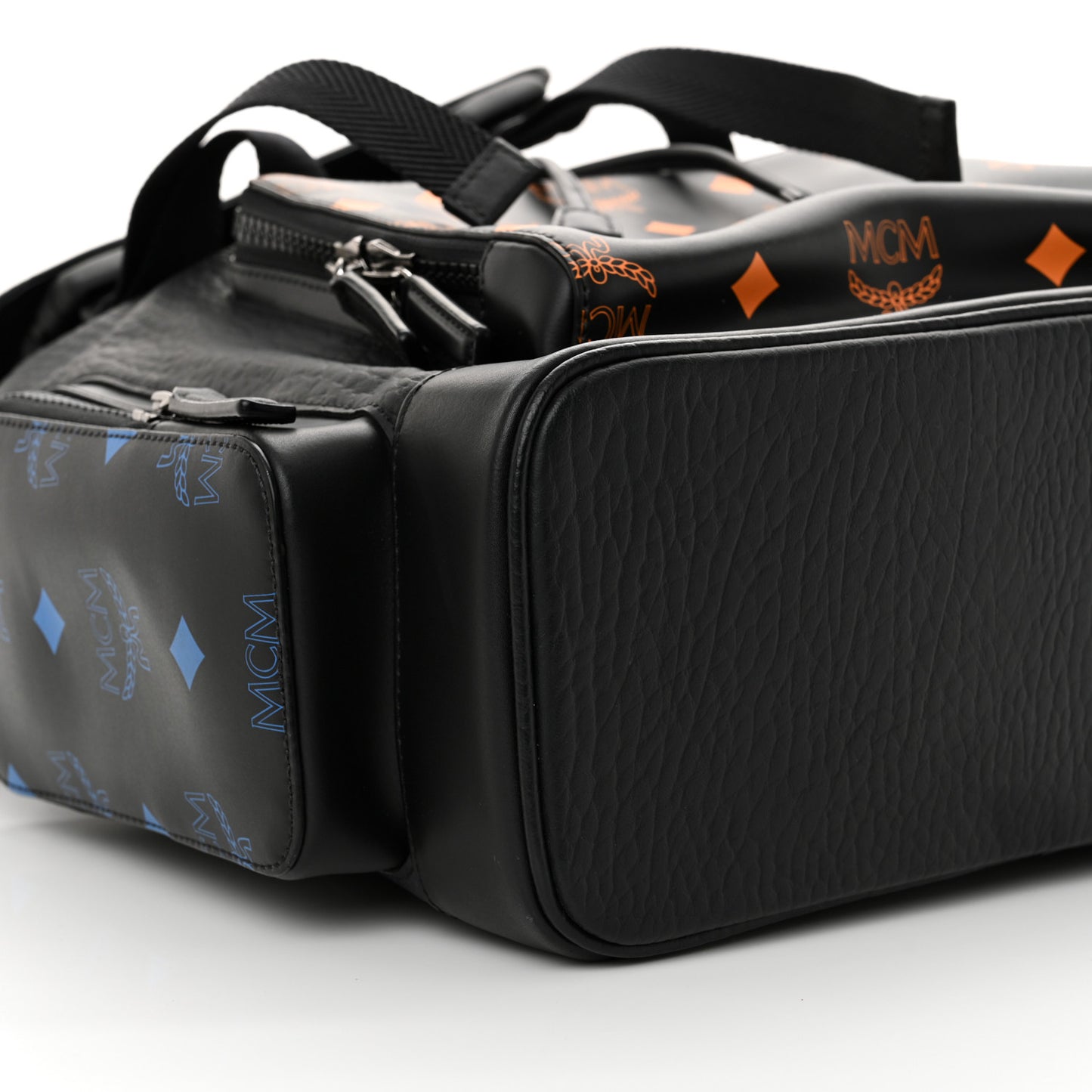 Grained Calfskin Visetos Color Splash Brandenburg Backpack Black Orange Blue