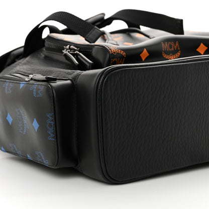 MCM Grained Calfskin Visetos Color Splash Brandenburg Backpack Black Orange Blue 8 of 10