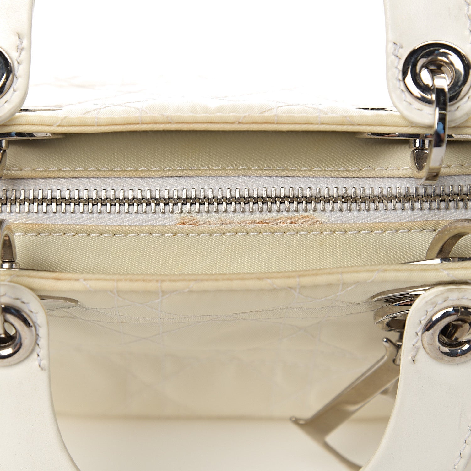 Christian Dior Nylon Cannage Stitched Small Lady Dior East West White 7 of 18