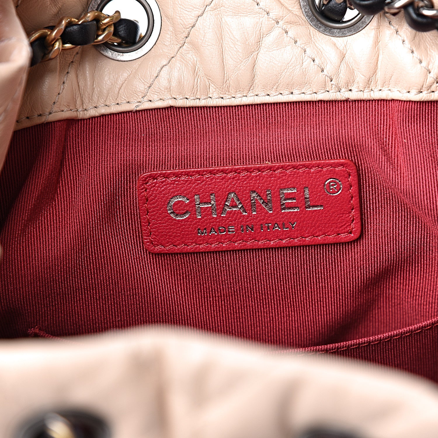 Chanel Aged Calfskin Quilted Small Gabrielle Backpack Beige Black 8 of 9
