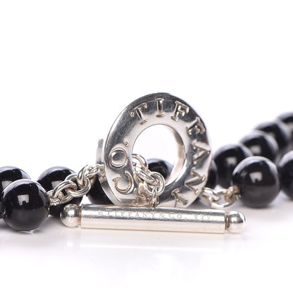 Tiffany Sterling Silver Black Onyx Bead Toggle Necklace 4 of 5