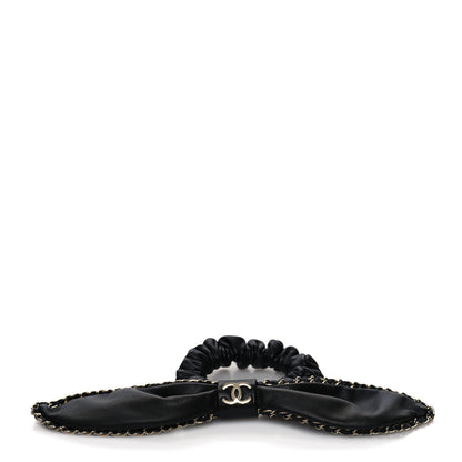 Chanel Lambskin Chain CC Hair Bow Tie Black Gold 1 of 3