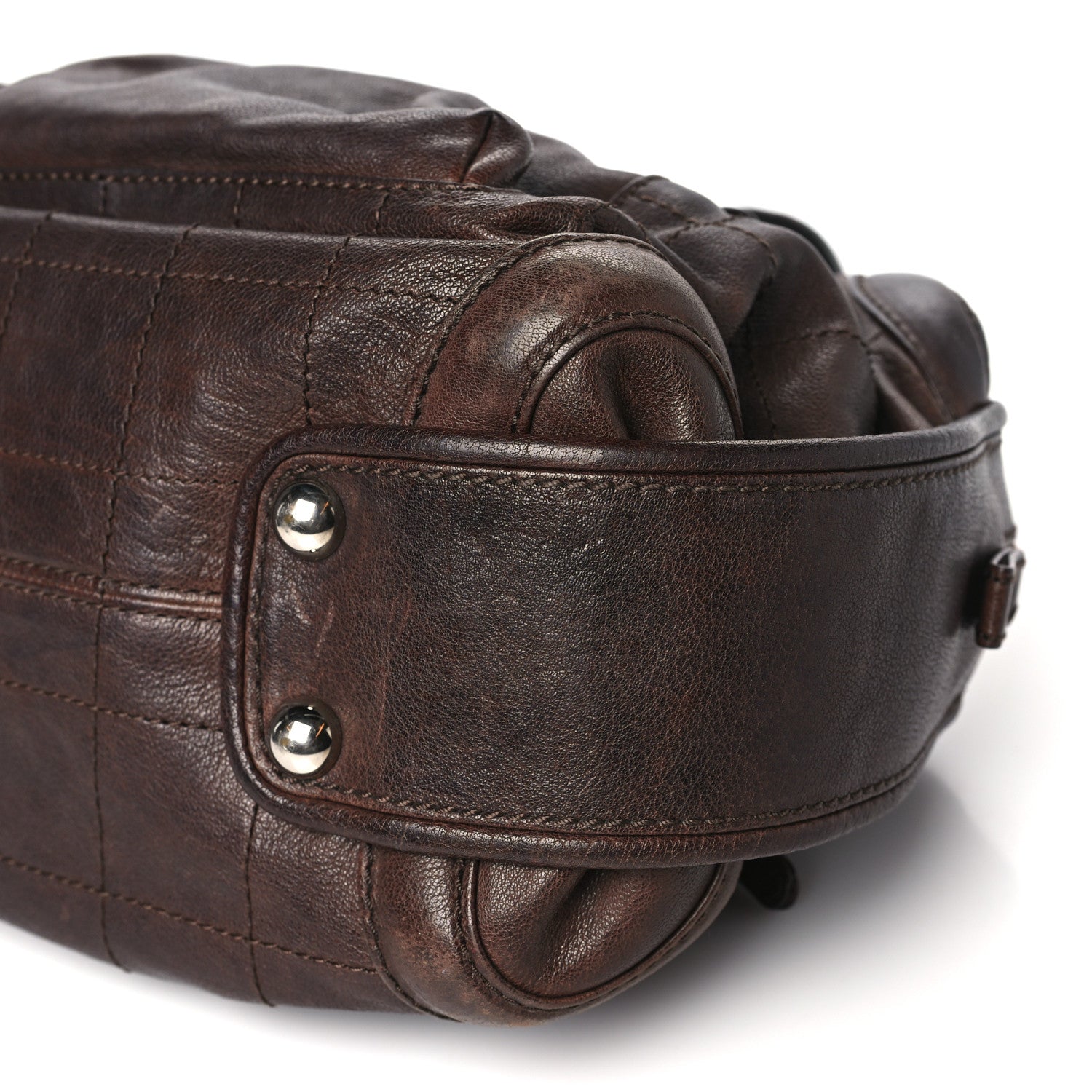Chanel Calfskin Stitched Outdoor Ligne Bowler Brown 10 of 12