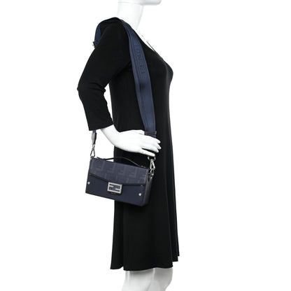 Fendi Vitello King FF Lines Embossed Baguette Soft Trunk Midnight 2 of 9