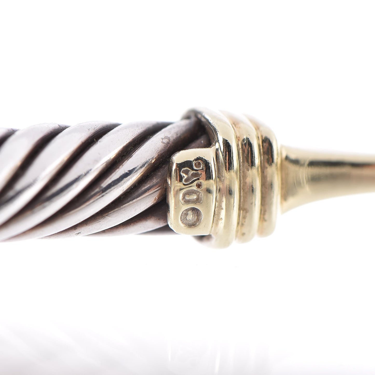 Sterling Silver 14K Yellow Gold 5mm Cable Classic Buckle Bracelet