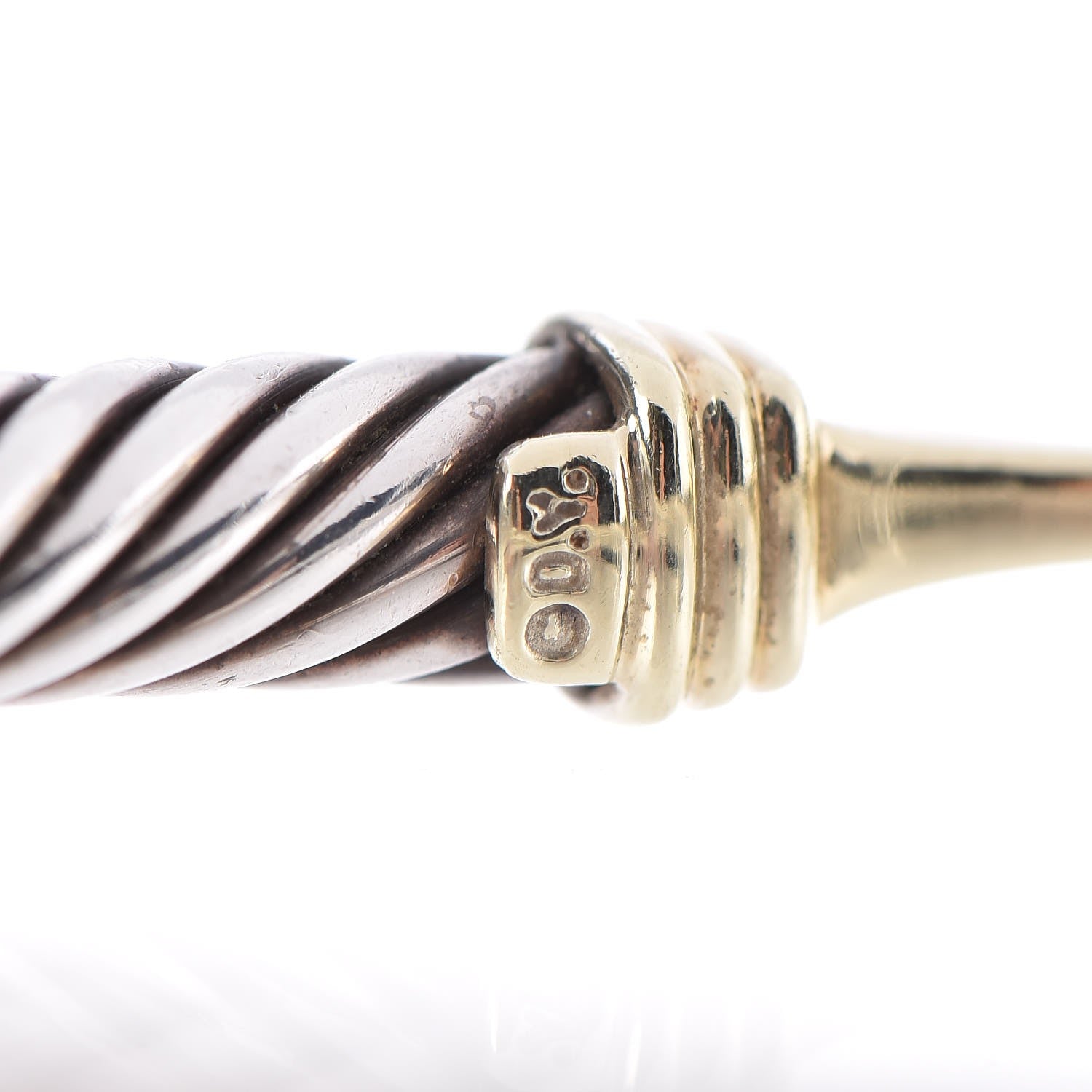 David Yurman Sterling Silver 14K Yellow Gold 5mm Cable Classic Buckle Bracelet 5 of 5