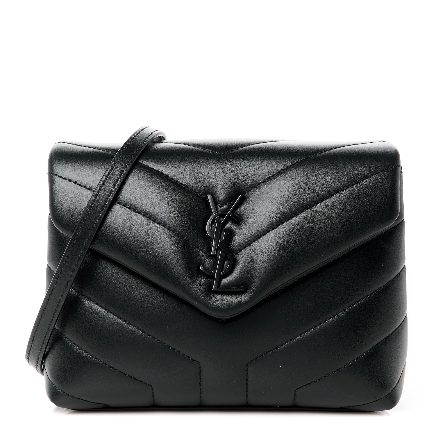 Saint Laurent Calfskin Y Quilted Monogram Monochrome Toy Loulou Crossbody Bag Black 1 of 12
