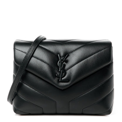 Saint Laurent Calfskin Y Quilted Monogram Monochrome Toy Loulou Crossbody Bag Black 1 of 12