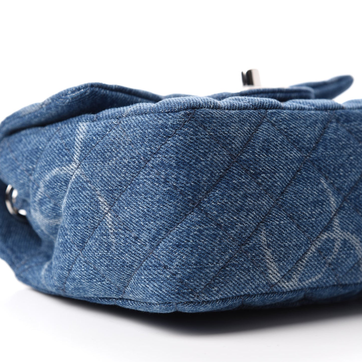 Denim CC Quilted Mini Square Flap Blue