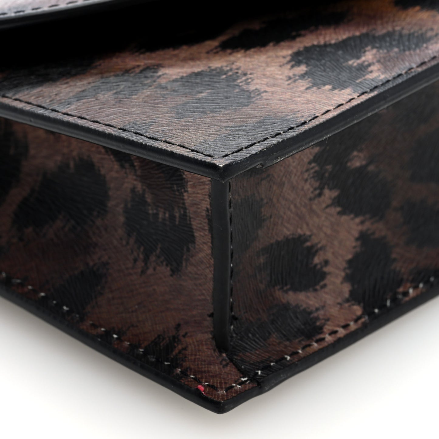 Calfskin Kitty Print Loubi54 Crossbody Clutch Brown Gold