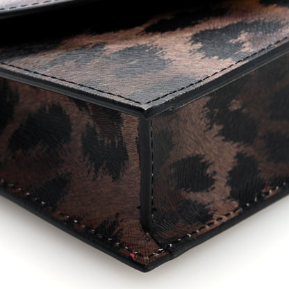 Christian Louboutin Calfskin Kitty Print Loubi54 Crossbody Clutch Brown Gold 8 of 9