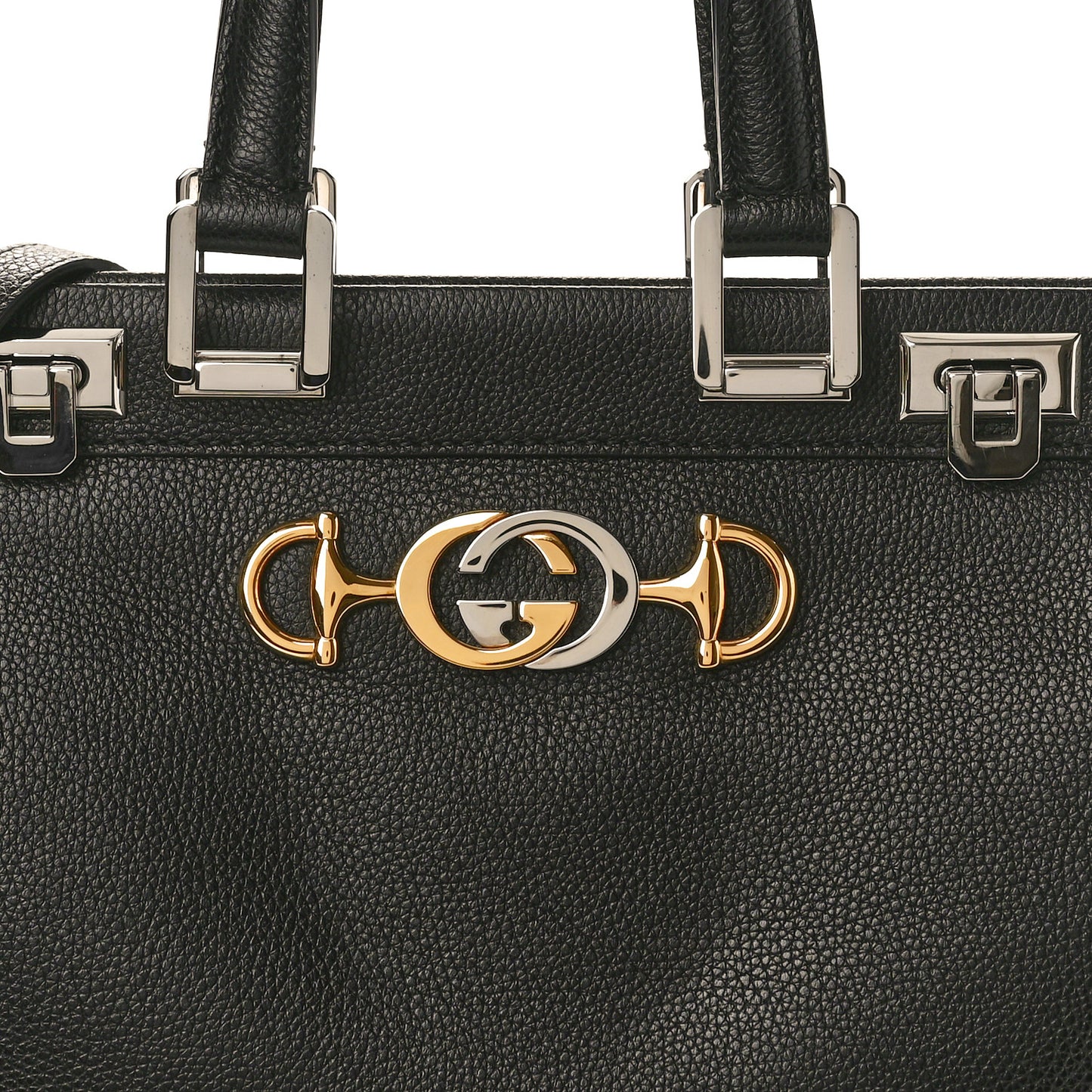 Grainy Calfskin Small Zumi Top Handle Bag Black