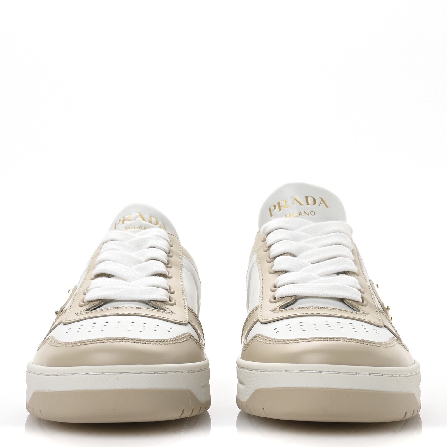 Prada Vitello Sport Spazzolato Rois Triangle Logo Womens Downtown Low Top 30mm Sneakers 36 White Beige 3 of 7
