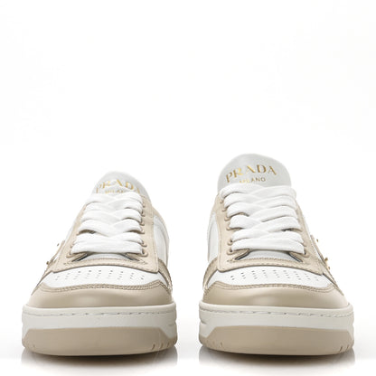 Prada Vitello Sport Spazzolato Rois Triangle Logo Womens Downtown Low Top 30mm Sneakers 36 White Beige 3 of 7