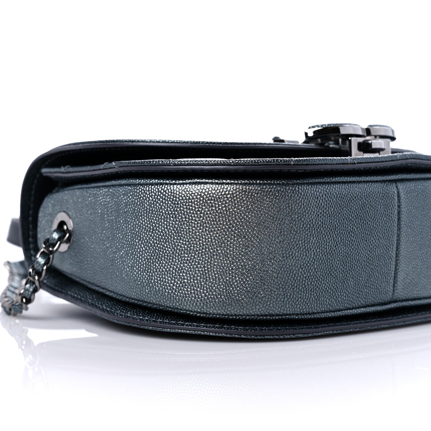 Metallic Caviar Small Coco Curve Messenger Flap Black Ruthenium