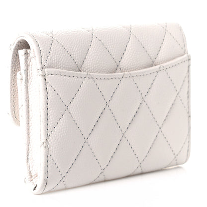 Chanel Caviar Quilted Flap Card Holder Wallet White 3 of 10