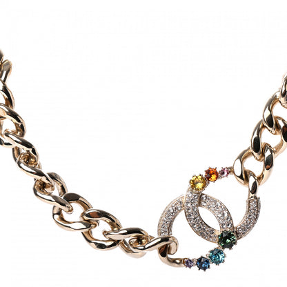 Chanel Chain Crystal Over The Rainbow CC Choker Necklace Gold Multicolor 1 of 5