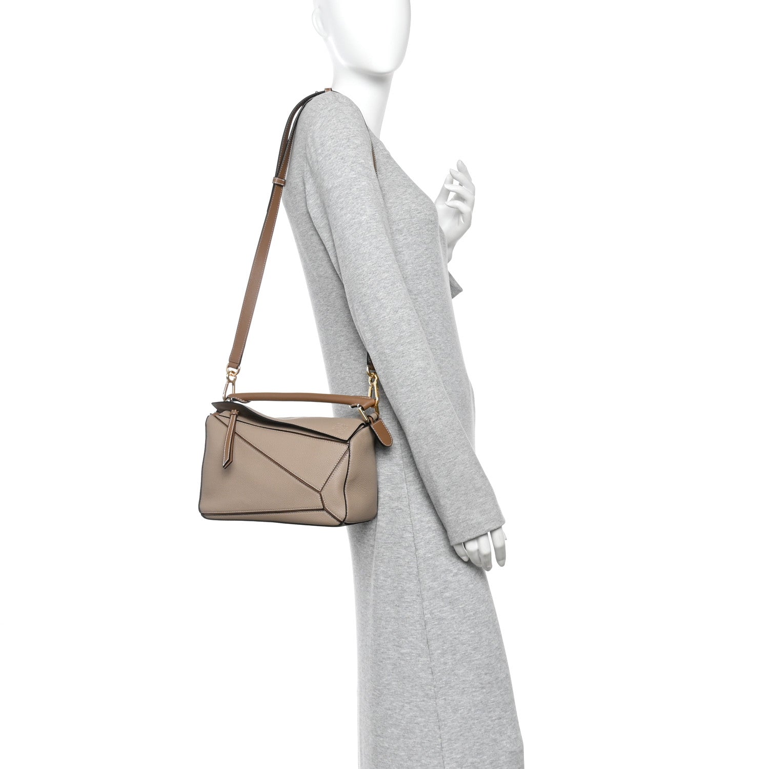 Loewe Grained Calfskin Small Puzzle Bag Sand Mink 2 of 10