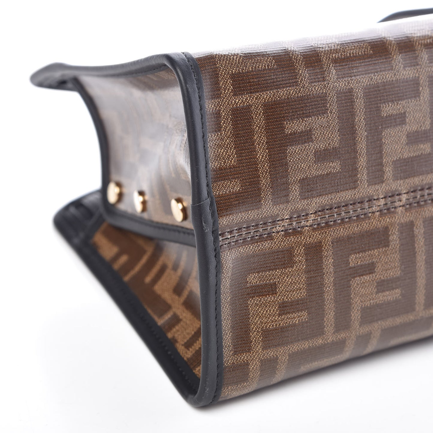 Glazed Fabric Vitello Century FF 1974 Stamp Patch Mini Peekaboo Defender Cover Mogano Panna Black