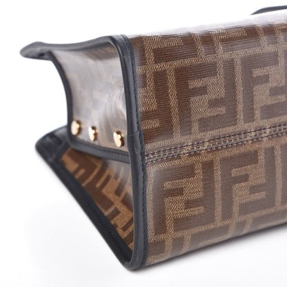 Fendi Glazed Fabric Vitello Century FF 1974 Stamp Patch Mini Peekaboo Defender Cover Mogano Panna Black 5 of 9