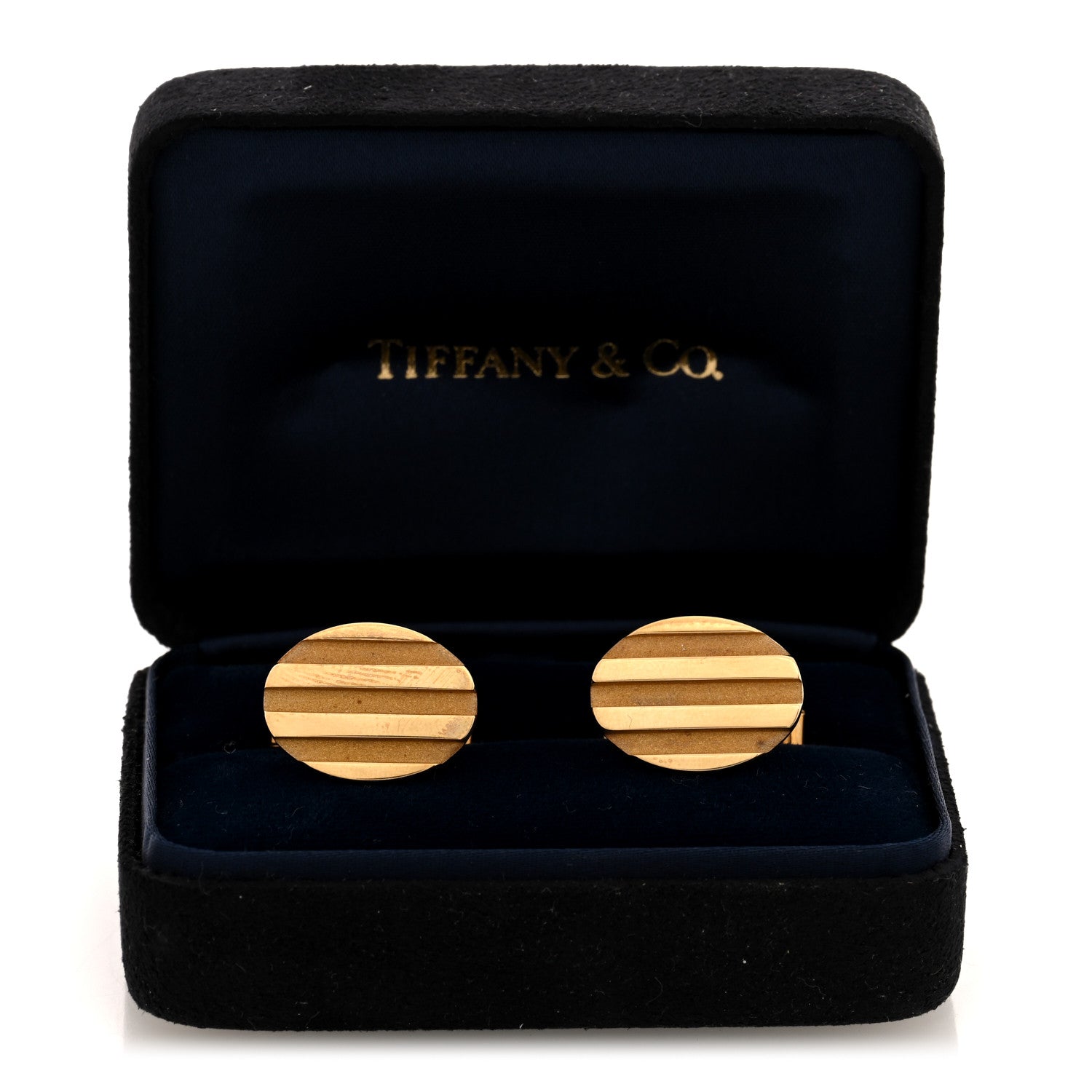 Tiffany 18K Yellow Gold Oval Cufflinks 4 of 4