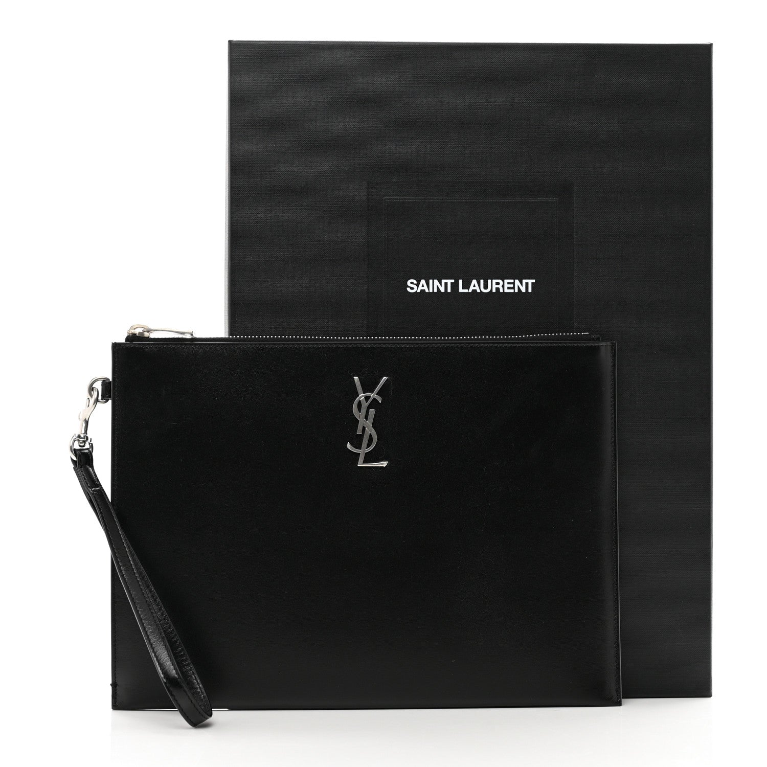 Saint Laurent Calfskin Cassandre Tablet Pouch Black Black 8 of 8