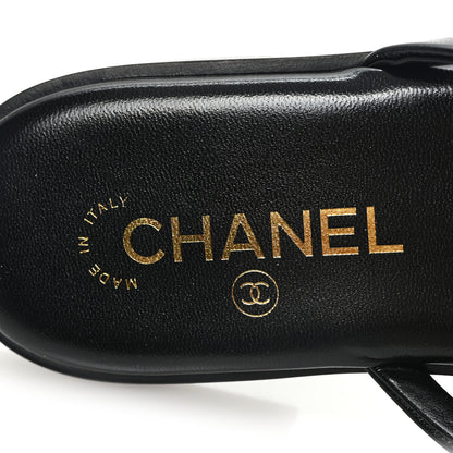 Chanel Goatskin CC Times Square Thong Sandals 40 Black 8 of 10
