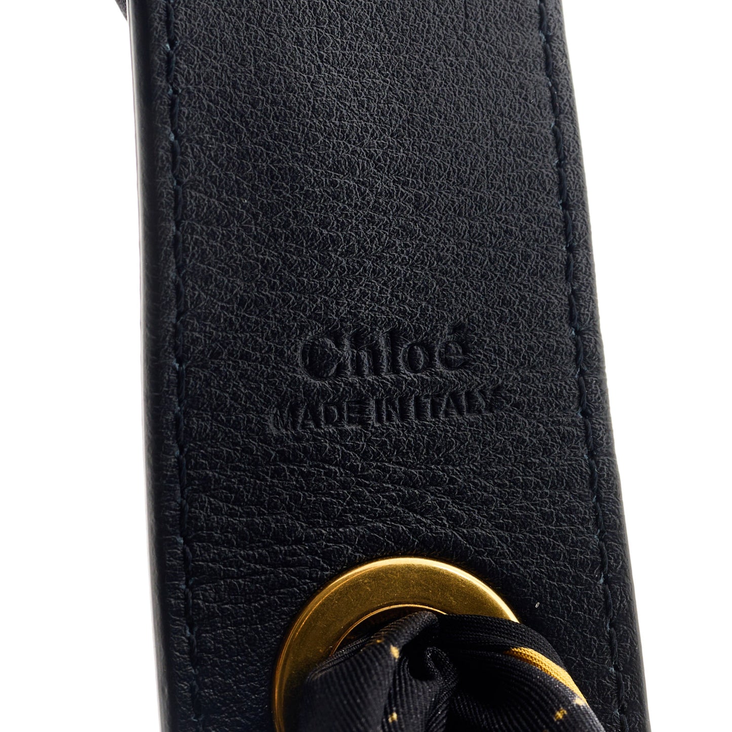 Calfskin Silk Little Horses Scarf Strap Navy