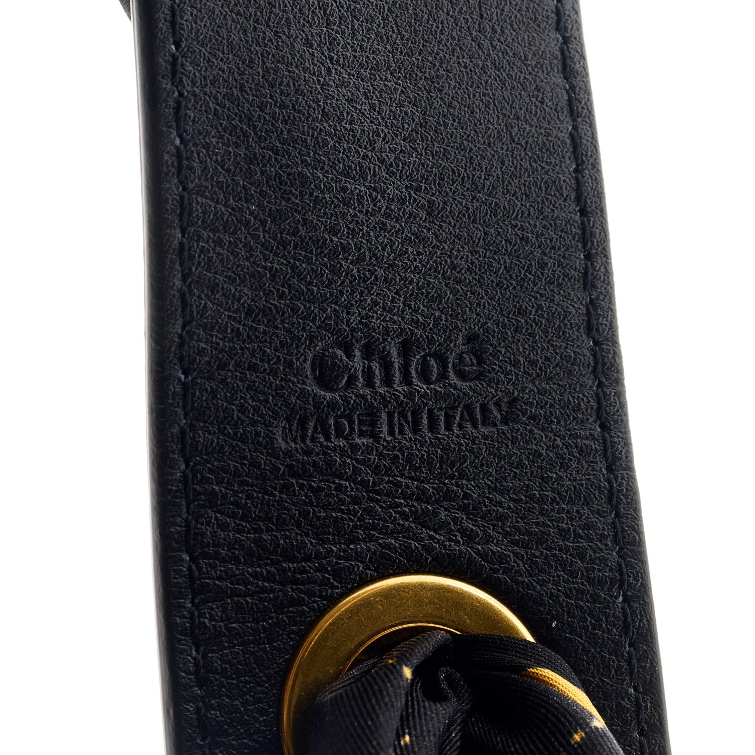 Chloe Calfskin Silk Little Horses Scarf Strap Navy 5 of 6