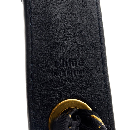 Chloe Calfskin Silk Little Horses Scarf Strap Navy 5 of 6