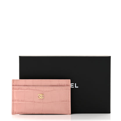 Chanel Calfskin Crocodile Embossed Crococo Card Holder Light Pink 8 of 8