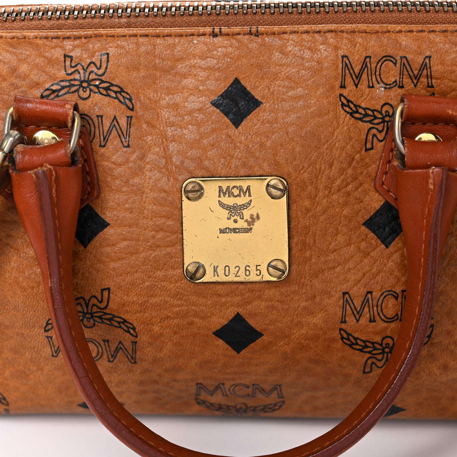 MCM Visetos Mini Boston Bag Cognac 26 of 28