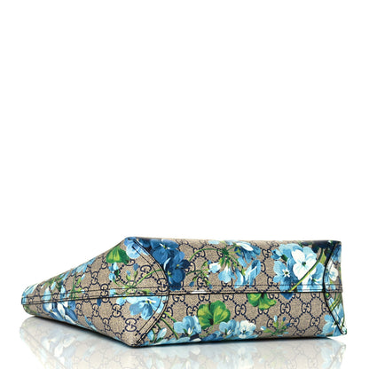 Gucci GG Supreme Monogram Blooms Small Reversible Tote Beige Blue Navy 4 of 20