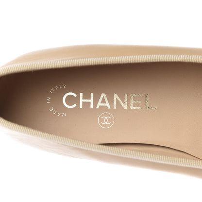 Chanel Lambskin CC Cap Toe Ballerina Flats 37.5 Beige Black 8 of 9